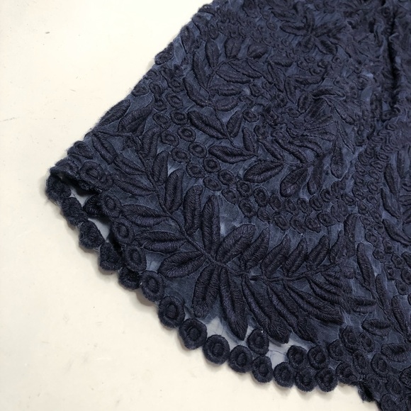 YOANA Baraschi BHLDN Navy Embroidered Floral Leaf Lace 100% Silk Cocktail Dress - Picture 9 of 16